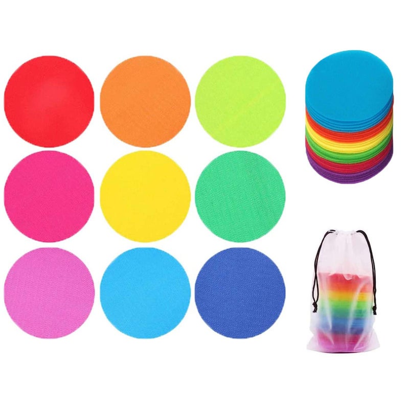 WELSTIK Spot Markers Carpet Markers for Classroom, 4" Rug Circles Marker Dots for Preschool, Kindergarten, and Elementary Teachers,9 Colors (36 Pack) - Image 1